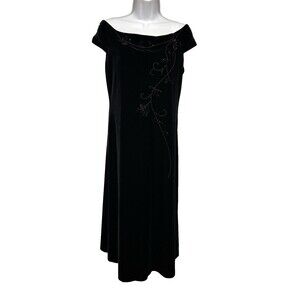Crimson by Lawrence Kurtz Women's 10 Eve Maxi Party Dress Black Velour Beaded
